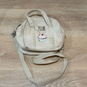 Beige Canvas Tote Bag with Cupcake Design